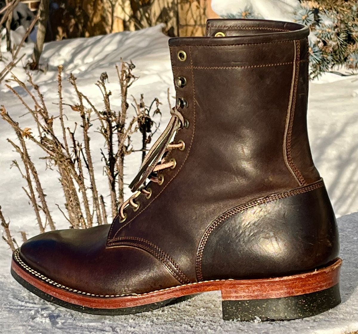 Photo by Sody101 on January 2, 2026 of the Onderhoud SVC02 Packer Boot in Maryam 1071 Rovescio Sego Horsebutt.