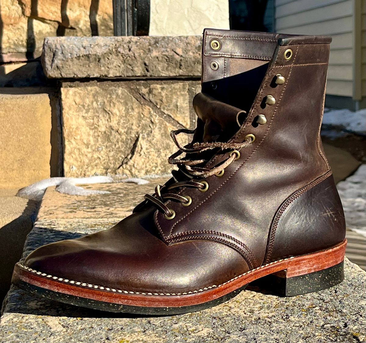 Photo by Sody101 on January 31, 2026 of the Onderhoud SVC02 Packer Boot in Maryam 1071 Rovescio Sego Horsebutt.