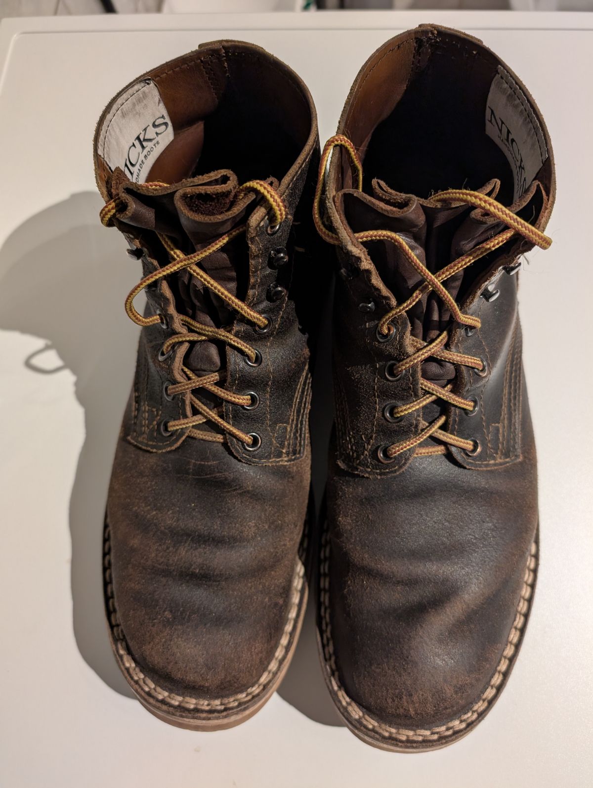 Photo by JY on February 5, 2025 of the Nicks MTO in Horween Brown Waxed Flesh.