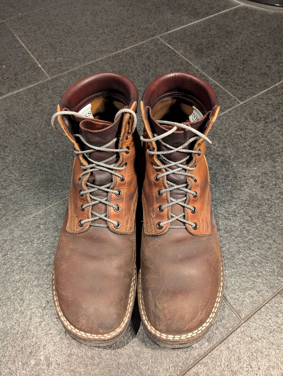 Photo by JY on February 5, 2026 of the Nicks MTO in Spokane Honey & Spokane Honey Waxed Flesh.