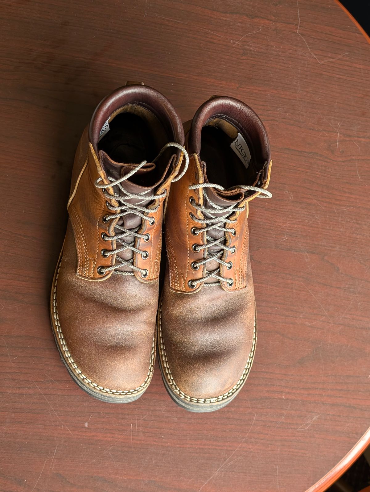 Photo by JY on March 5, 2026 of the Nicks MTO in Spokane Honey & Spokane Honey Waxed Flesh.