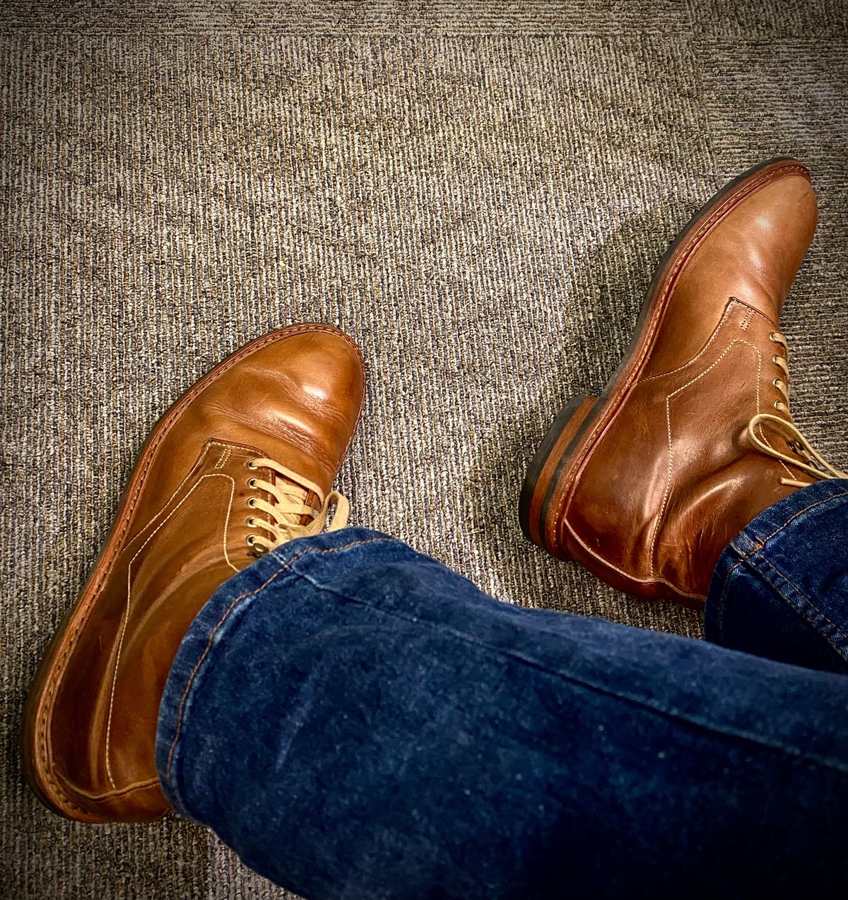 Photo by JT on August 9, 2024 of the Allen Edmonds Higgins Mill in Horween Natural Chromexcel.