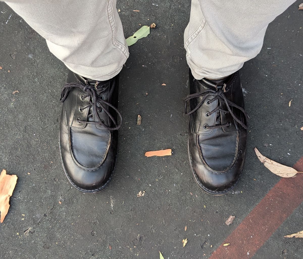 Photo by dante on October 19, 2025 of the Rolling Dub Trio Coupen Low Moc in Black Horse Front #1020.