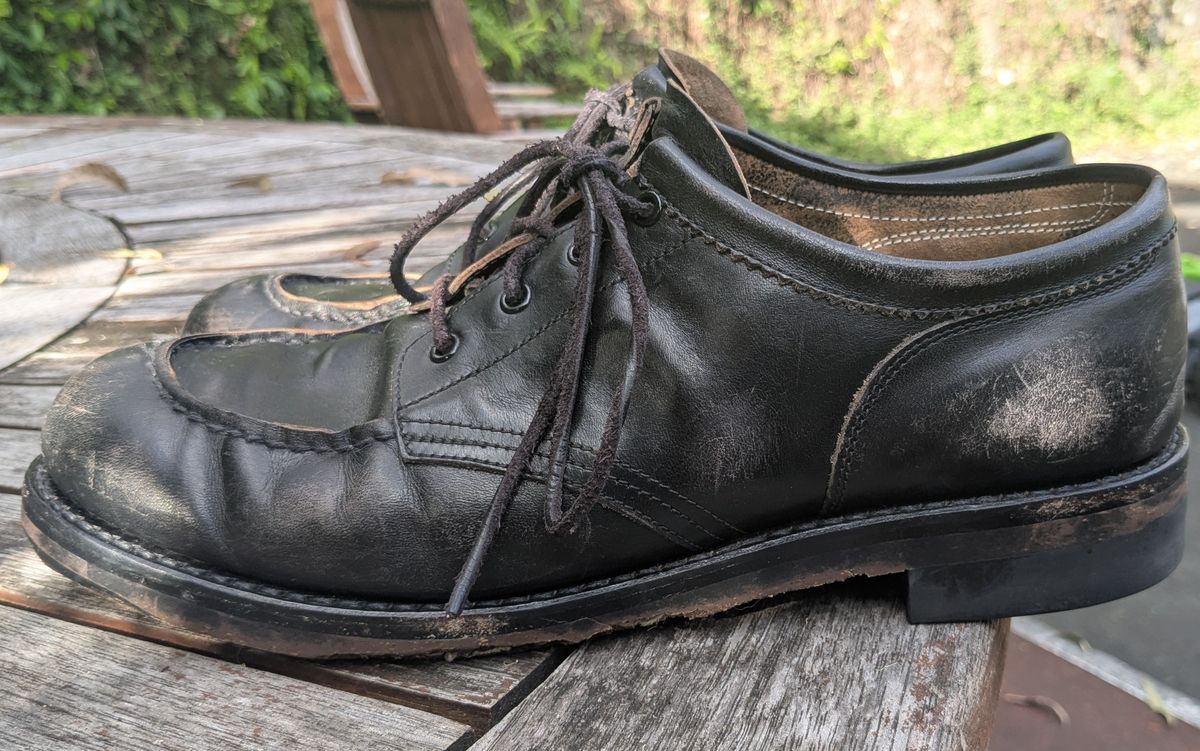 Photo by dante on December 1, 2025 of the Rolling Dub Trio Coupen Low Moc in Black Horse Front #1020.