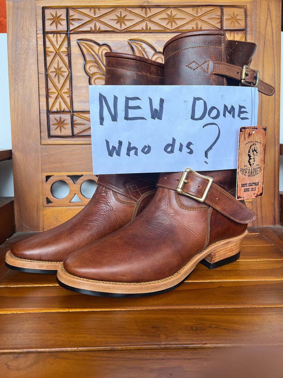Photo by bimarosyidwicaksono on October 1, 2025 of the Prof Barnets Neocliffwood Boots in Indonesian Brown Java Chrome.