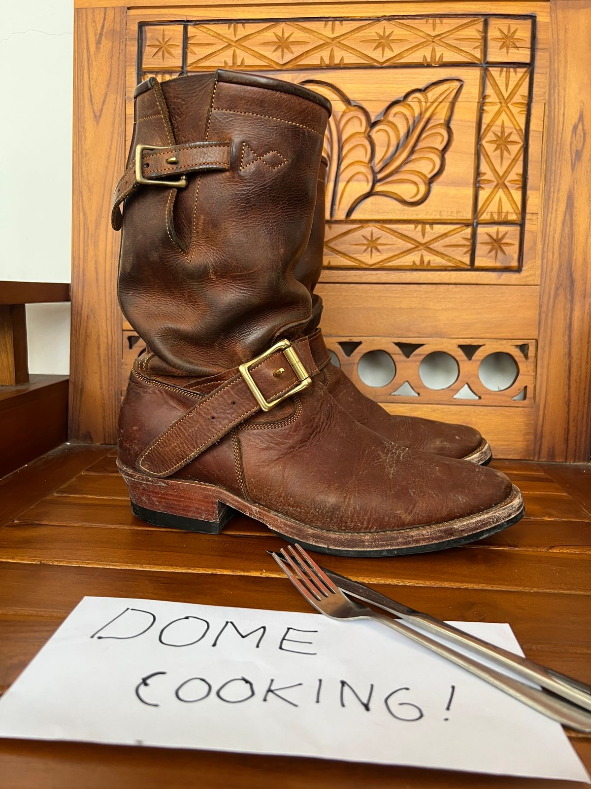 Photo by bimarosyidwicaksono on November 3, 2025 of the Prof Barnets Neocliffwood Boots in Indonesian Brown Java Chrome.