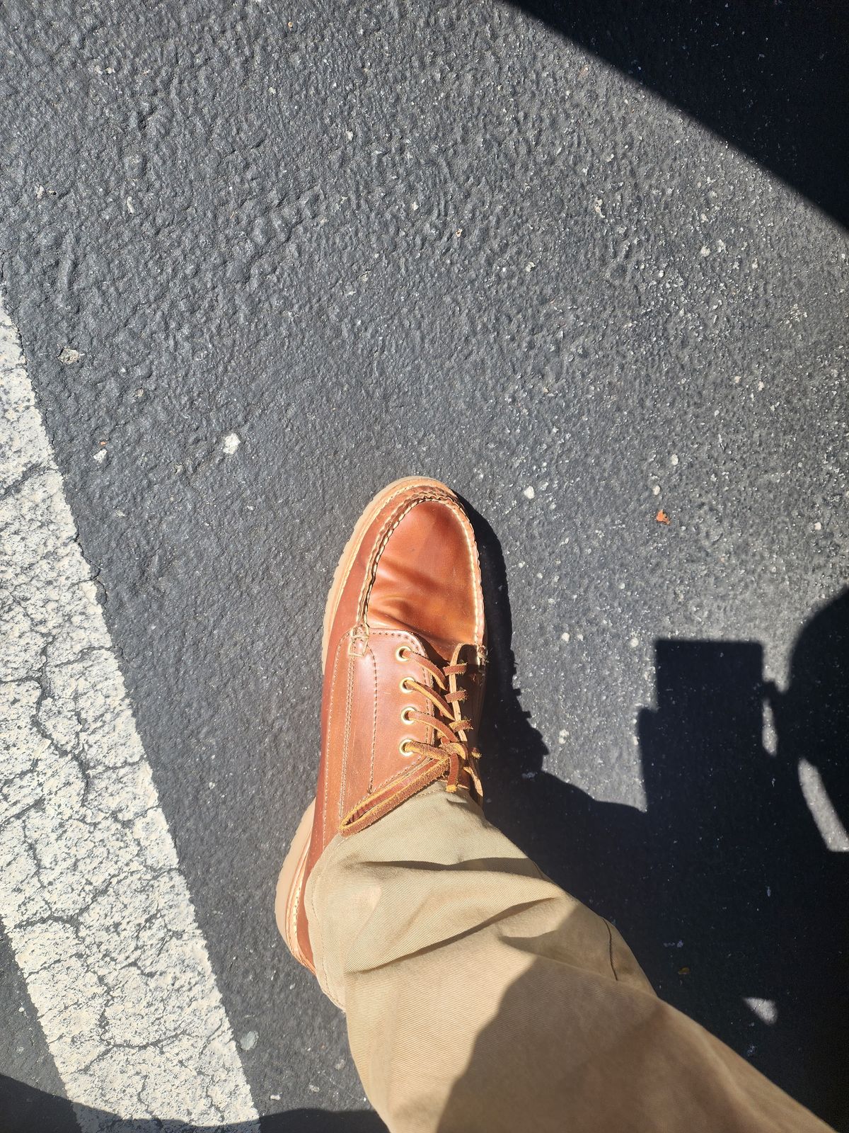 Photo by kierkegaarden on June 12, 2024 of the Rancourt & Co. Classic Ranger-Moc in Horween Unglazed Natural Shell Cordovan.