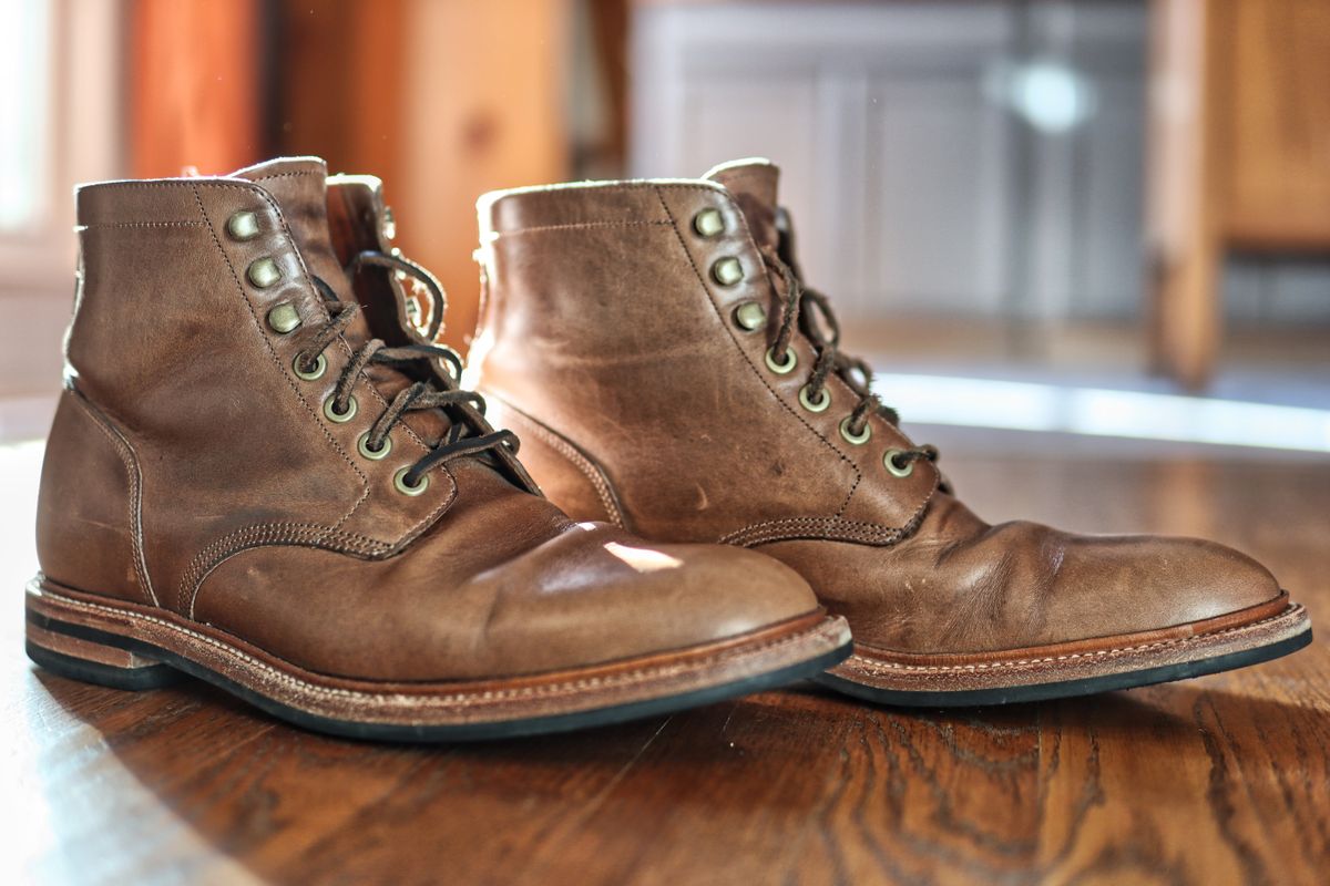Photo by martinbd615 on January 2, 2025 of the Grant Stone Diesel Boot in Horween Dune Chromexcel.