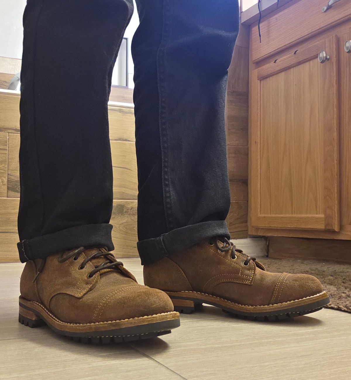Photo by ABC123 on September 6, 2025 of the Truman Cap Toe Boot in C.F. Stead Snuff Waxy Commander Suede.