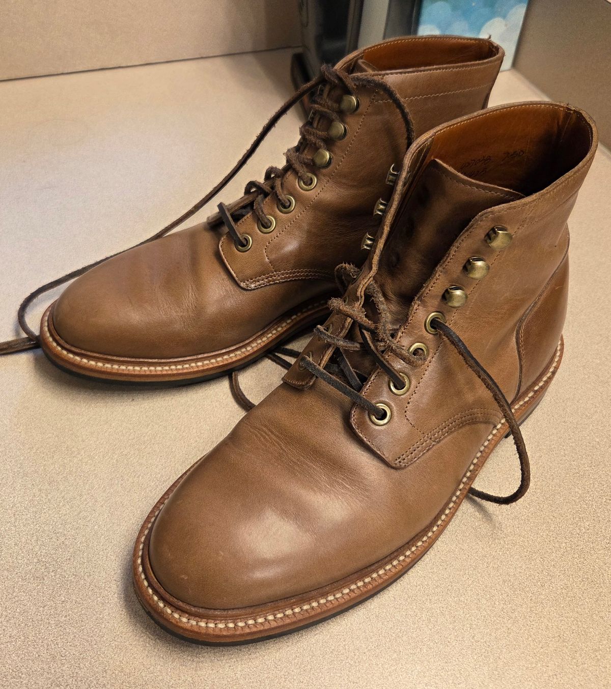 Photo by ABC123 on August 22, 2025 of the Grant Stone Diesel Boot in Horween Dune Chromexcel.