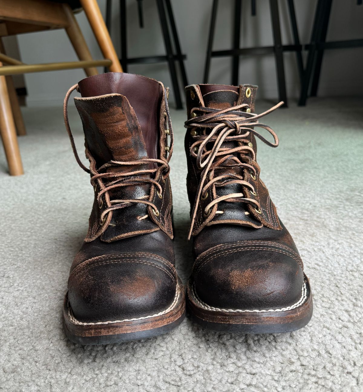 Photo by JayGeeToo on April 24, 2024 of the Nicks Americana in Horween Brown Waxed Flesh.
