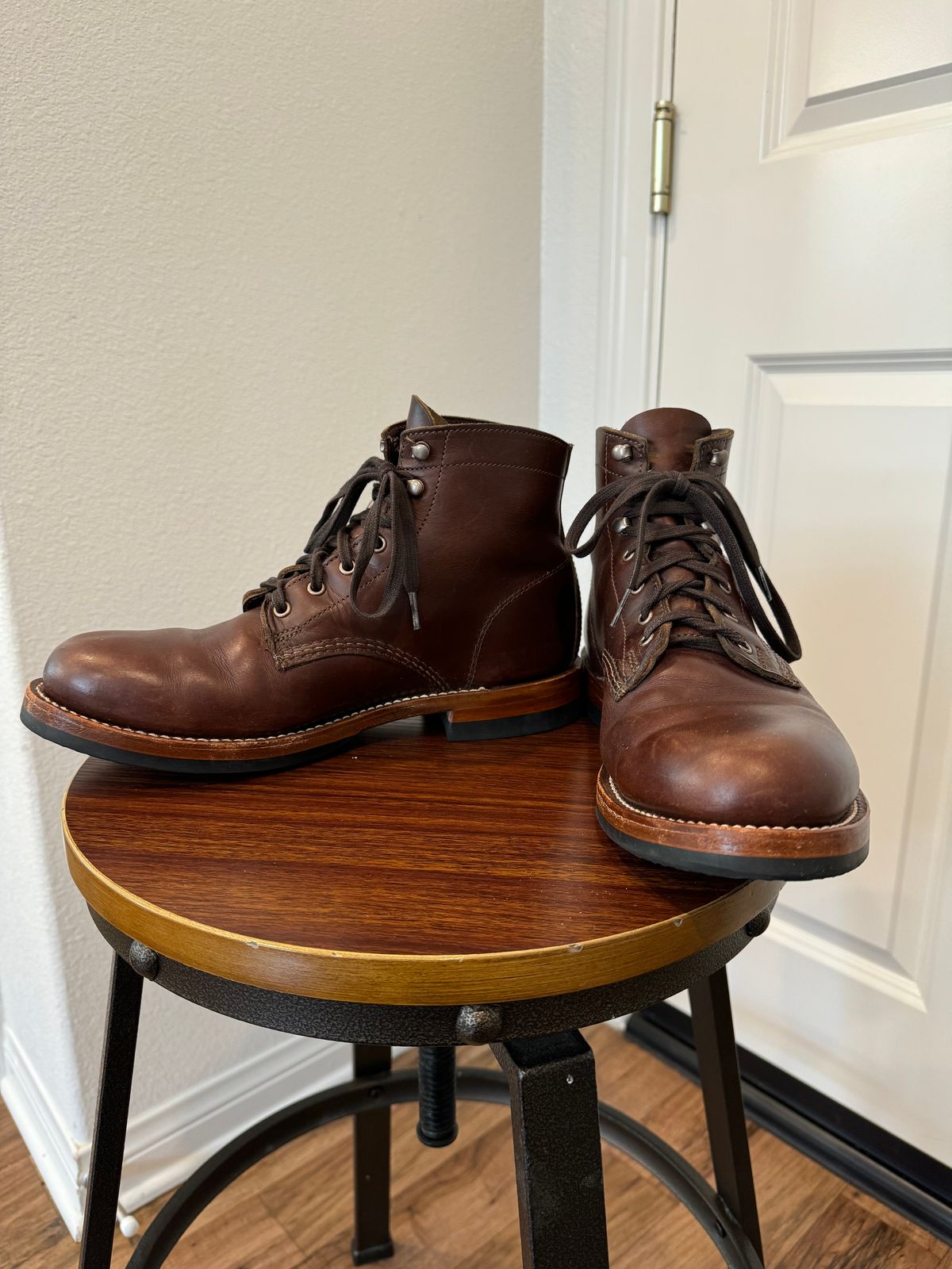Photo by JayGeeToo on July 11, 2024 of the Wolverine 1000 Mile Plain-Toe Boot in Horween Brown Chromexcel.