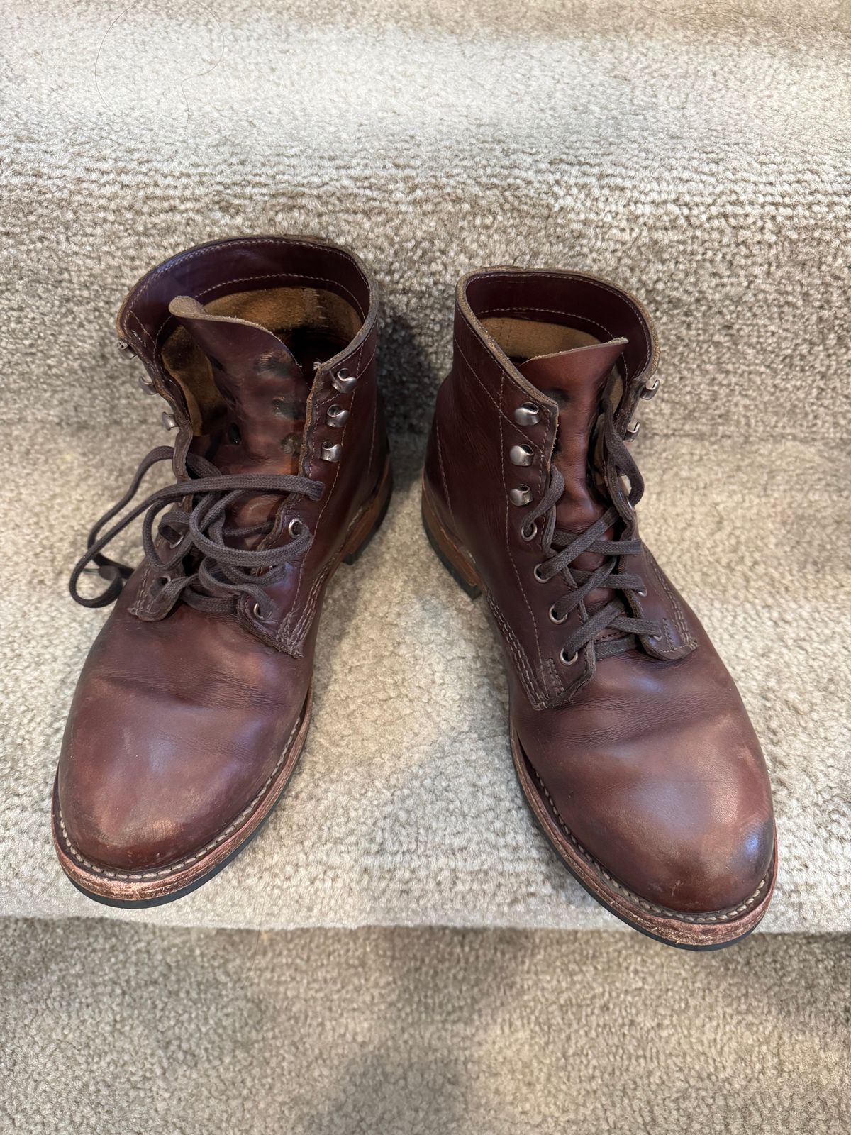 Photo by JayGeeToo on August 21, 2025 of the Wolverine 1000 Mile Plain-Toe Boot in Horween Brown Chromexcel.