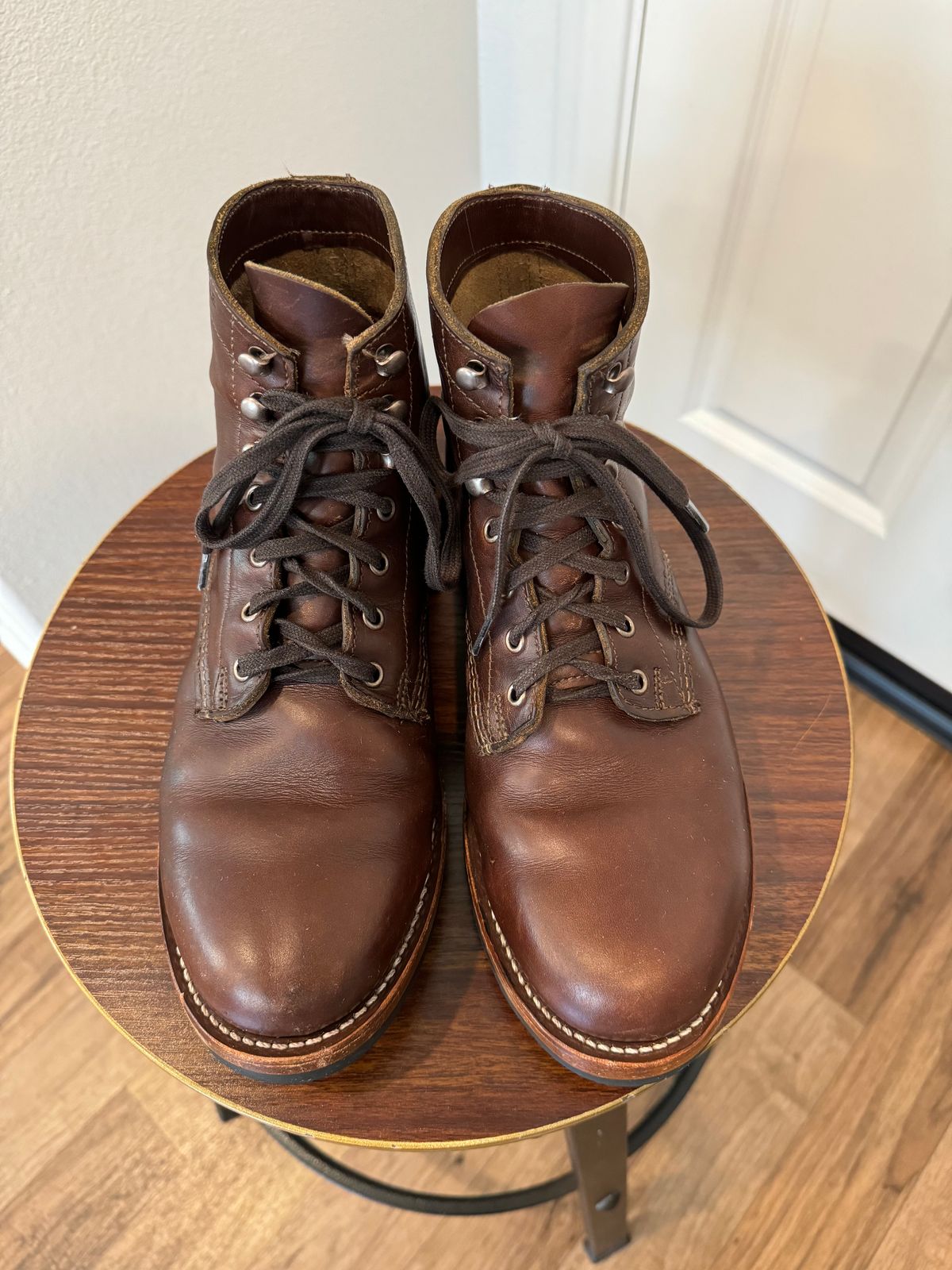 Photo by JayGeeToo on July 11, 2024 of the Wolverine 1000 Mile Plain-Toe Boot in Horween Brown Chromexcel.