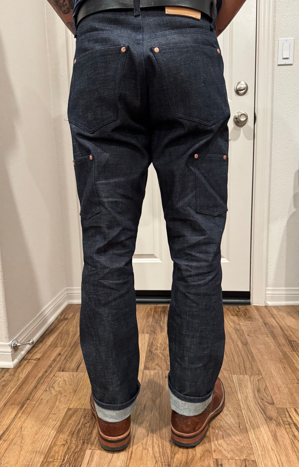 Photo by JayGeeToo on January 17, 2025 of the Grease Point Workwear Work Jean in 14 Oz Nihon Menpu Selvedge Denim.