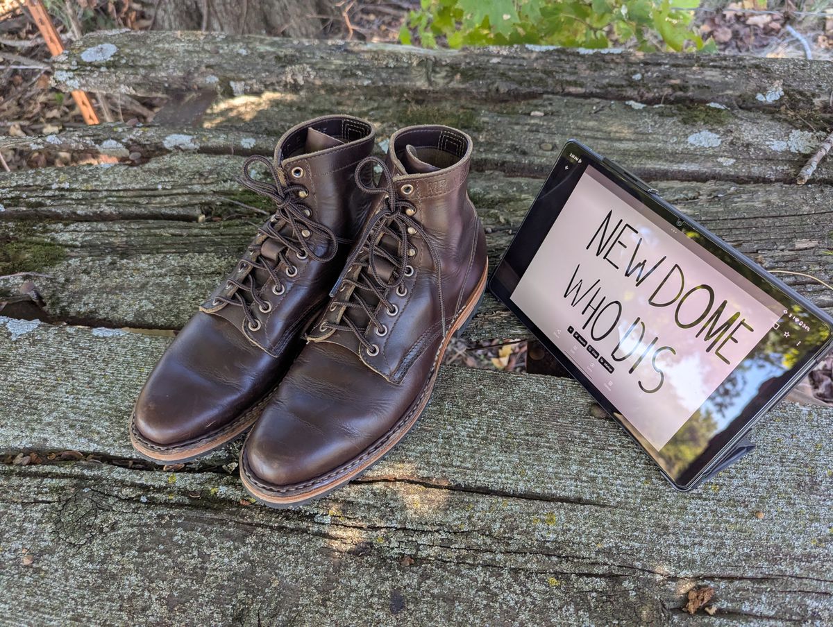 Photo by ABlazinBlueToe on October 5, 2025 of the White's MP-Sherman Plain Toe in Horween Brown Chromexcel.