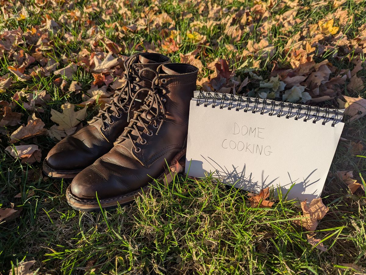 Photo by ABlazinBlueToe on November 5, 2025 of the White's MP-Sherman Plain Toe in Horween Brown Chromexcel.
