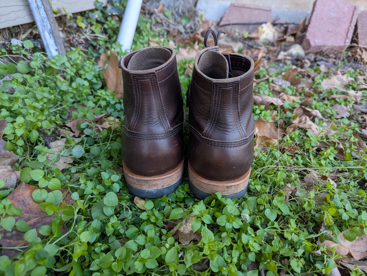 Photo by ABlazinBlueToe on December 5, 2025 of the White's MP-Sherman Plain Toe in Horween Brown Chromexcel.