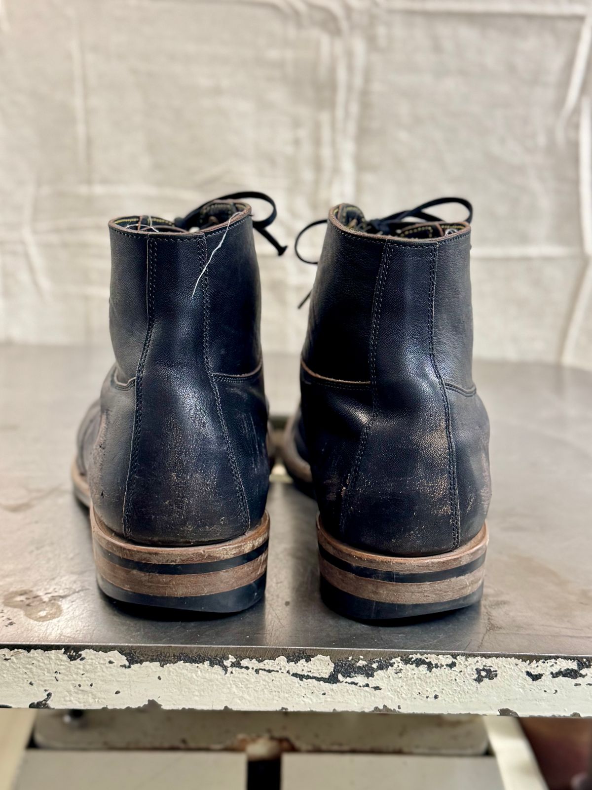 Photo by archwild on January 3, 2025 of the Iron Boots x Østmo Type 1 in Maryam Black Hand-Dyed Horsehide.