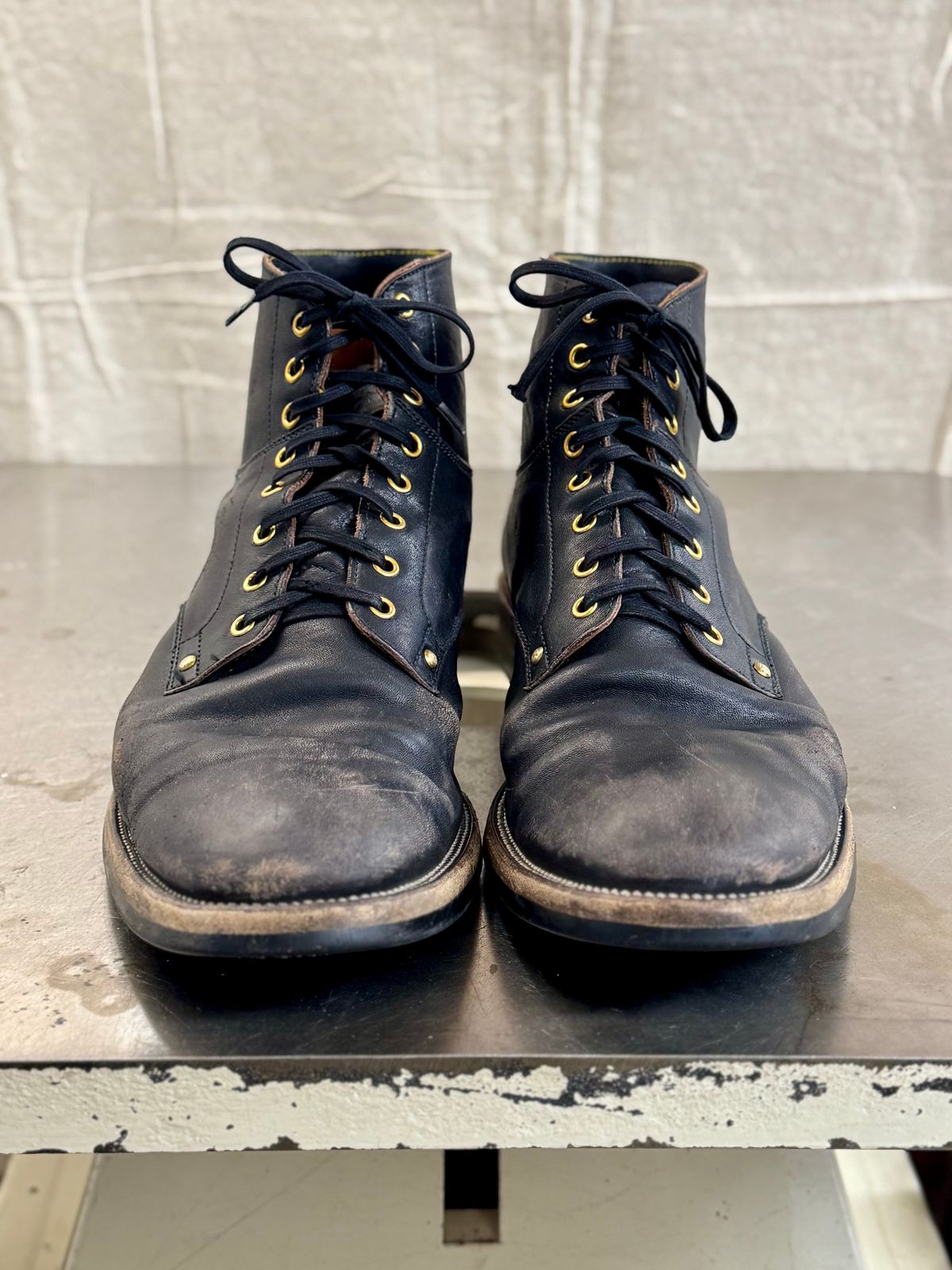 Photo by archwild on January 3, 2025 of the Iron Boots x Østmo Type 1 in Maryam Black Hand-Dyed Horsehide.