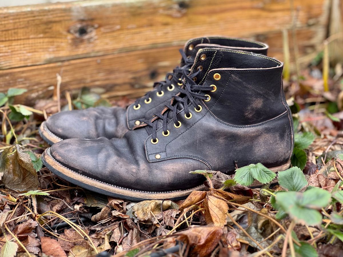 Photo by archwild on March 5, 2025 of the Iron Boots x Østmo Type 1 in Maryam Black Hand-Dyed Horsehide.