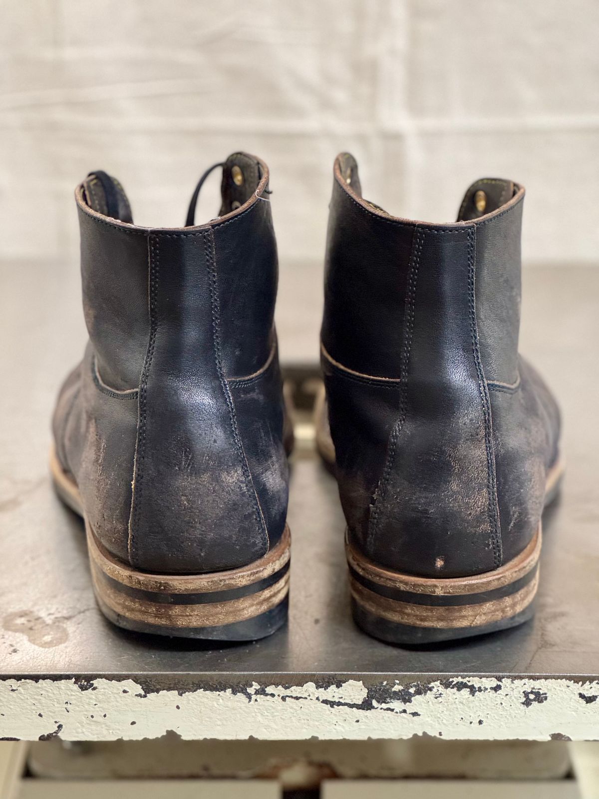 Photo by archwild on March 5, 2025 of the Iron Boots x Østmo Type 1 in Maryam Black Hand-Dyed Horsehide.