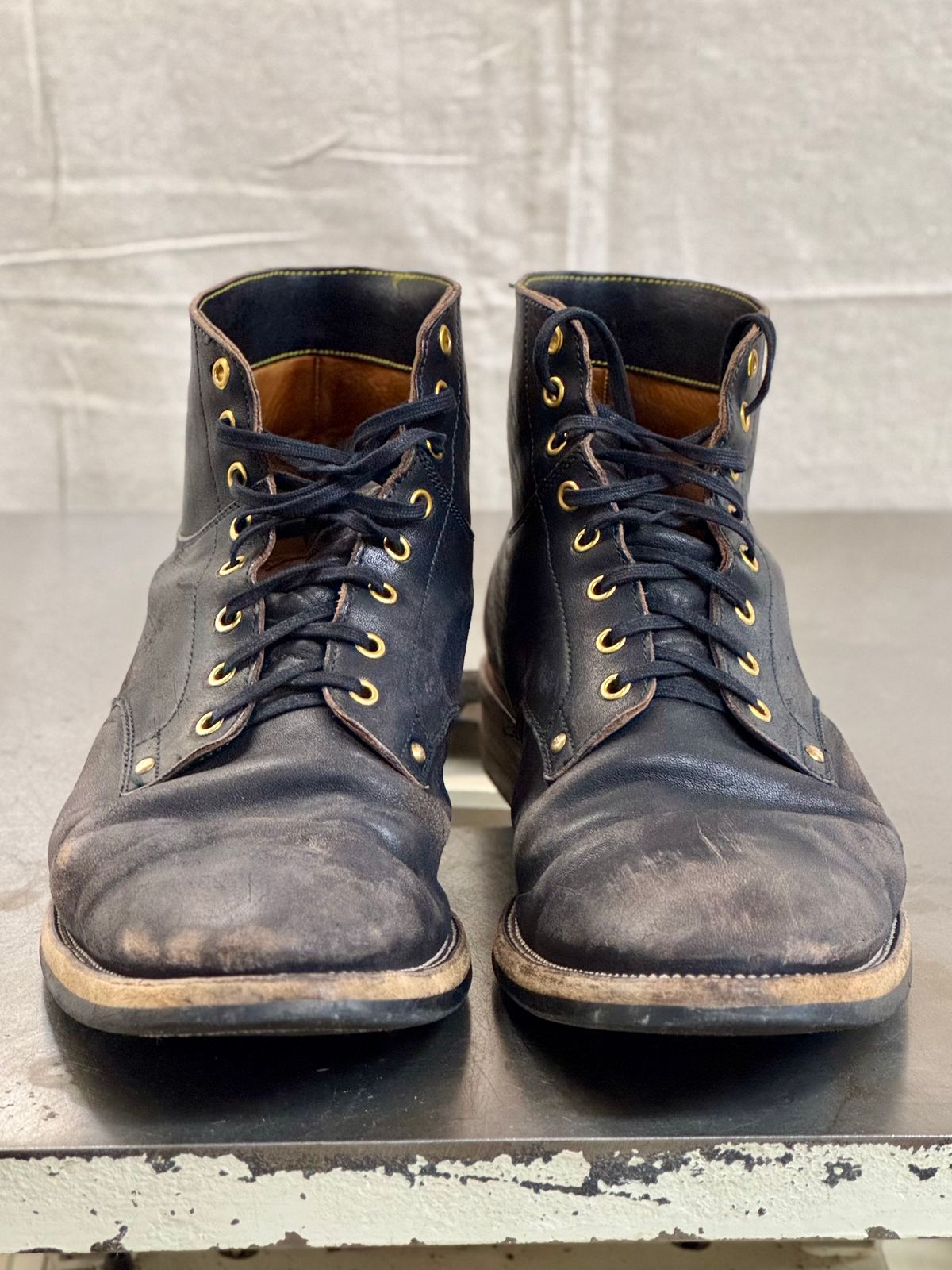Photo by archwild on March 5, 2025 of the Iron Boots x Østmo Type 1 in Maryam Black Hand-Dyed Horsehide.