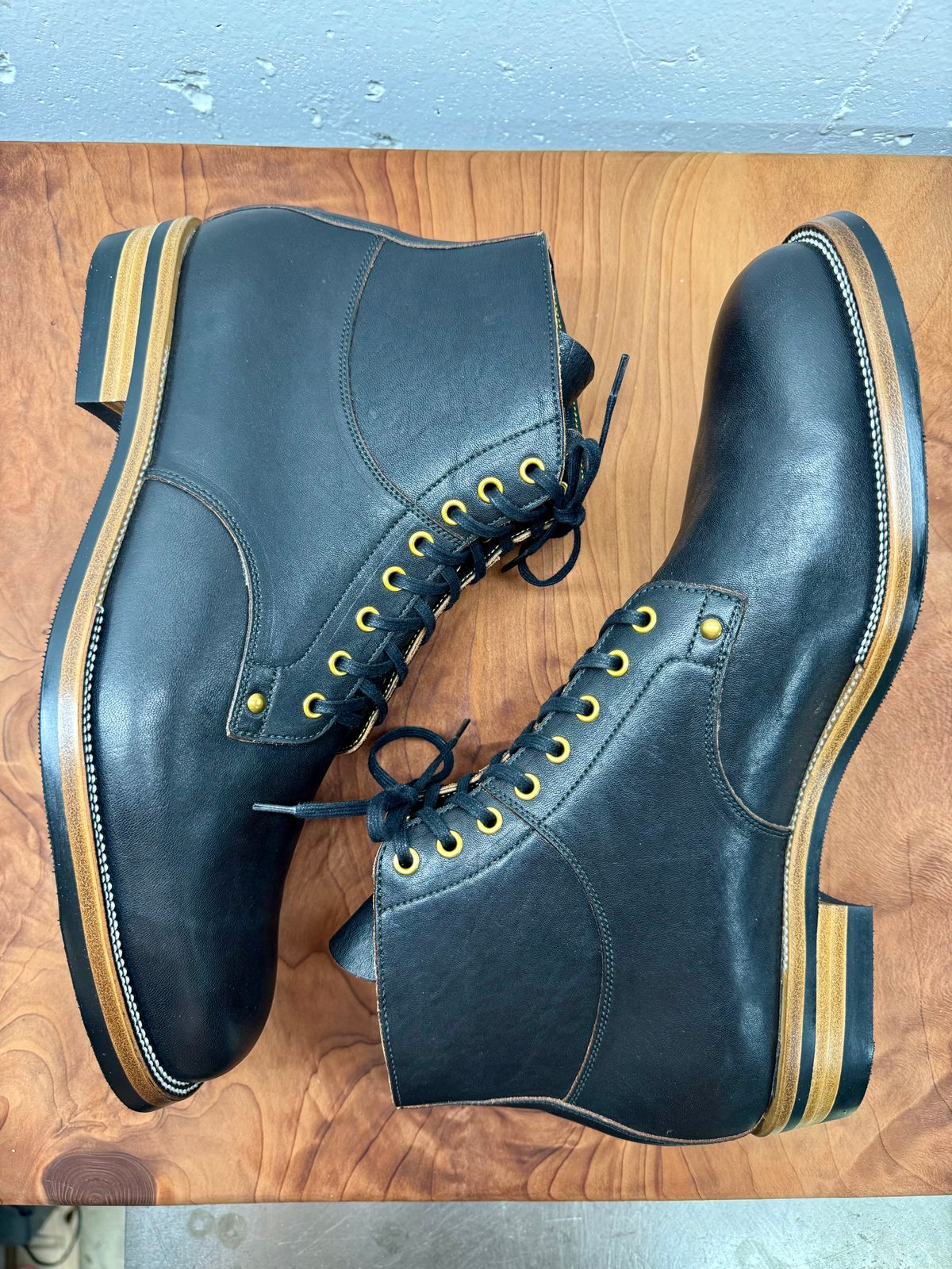 Photo by archwild on October 1, 2024 of the Iron Boots x Østmo Type 1 in Maryam Black Hand-Dyed Horsehide.