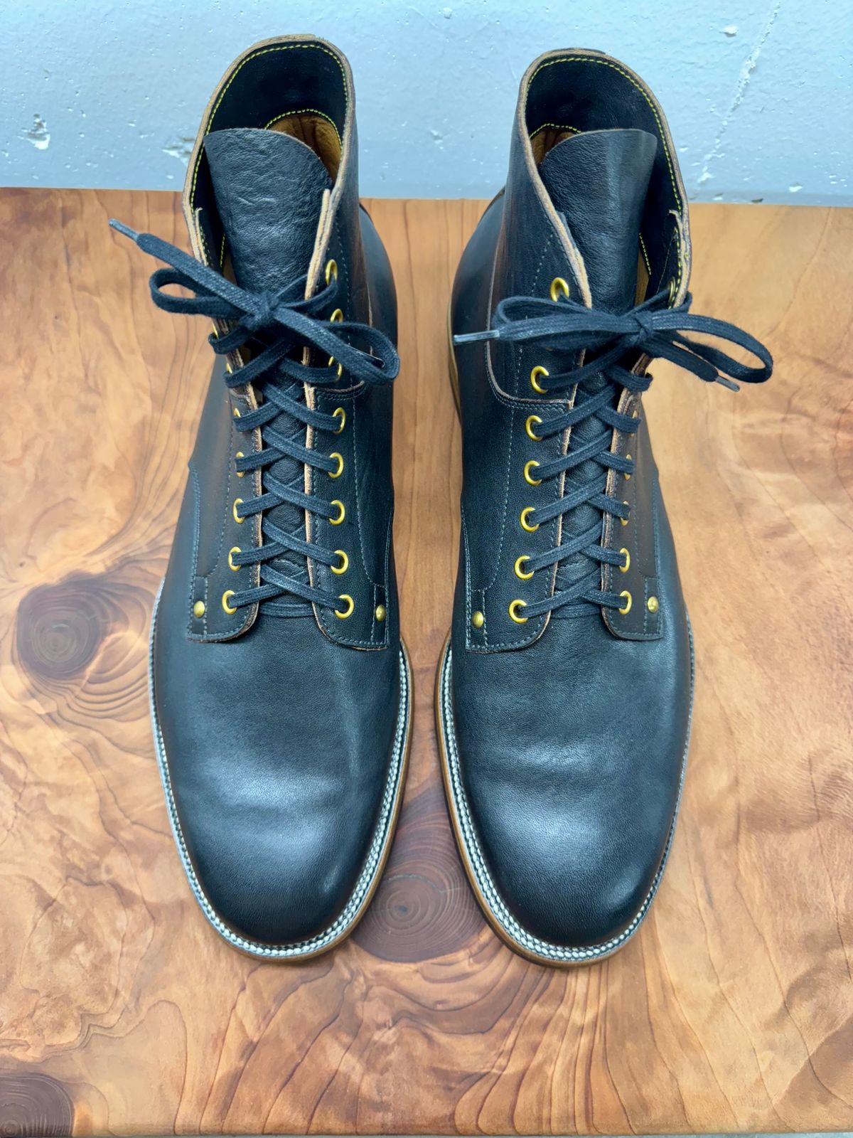 Photo by archwild on October 1, 2024 of the Iron Boots x Østmo Type 1 in Maryam Black Hand-Dyed Horsehide.