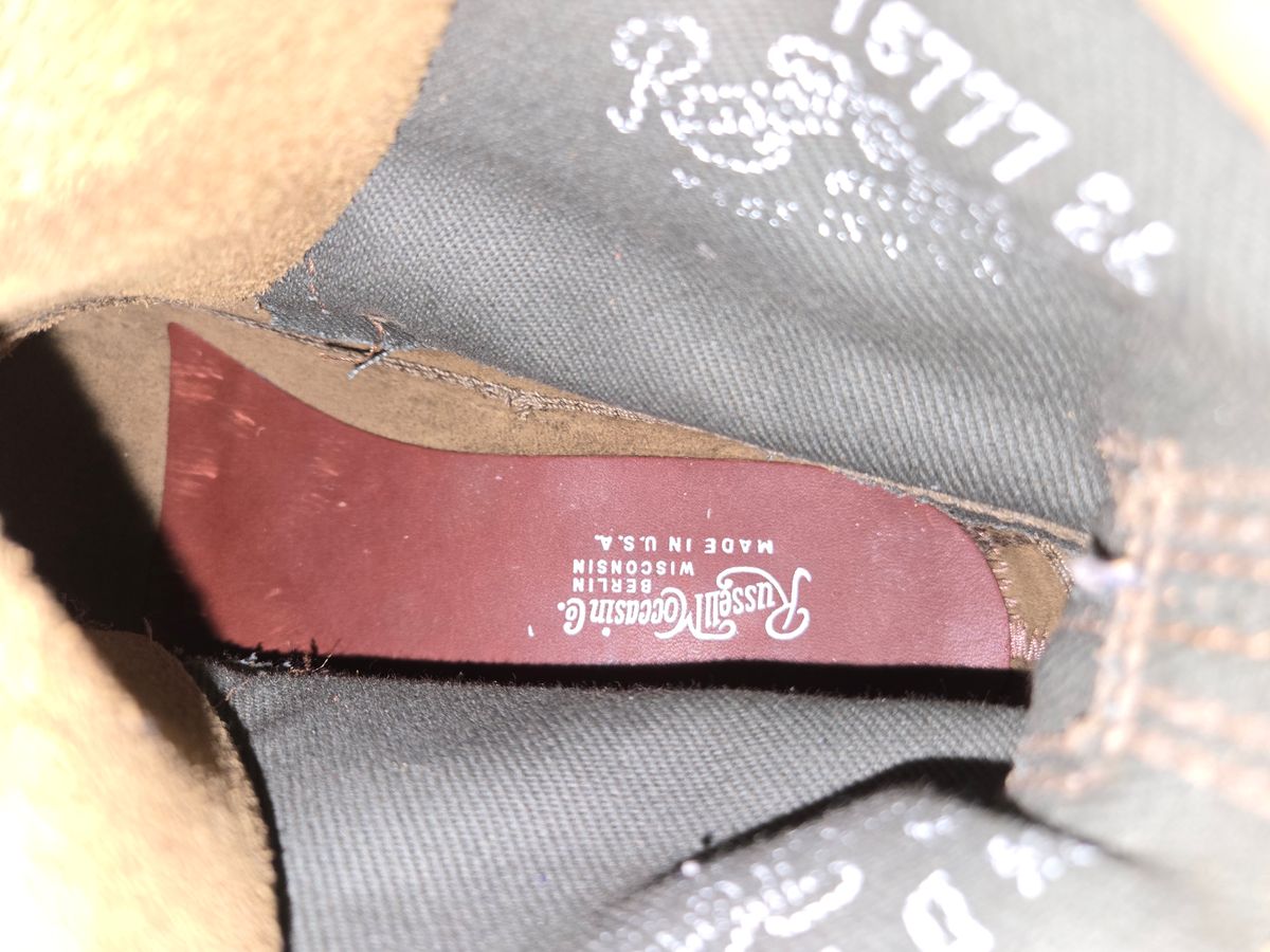 Photo by chuligani on May 31, 2026 of the Russell Moccasin Co. Joe's PH in S.B. Foot Sage Chamois & Olive Twill.