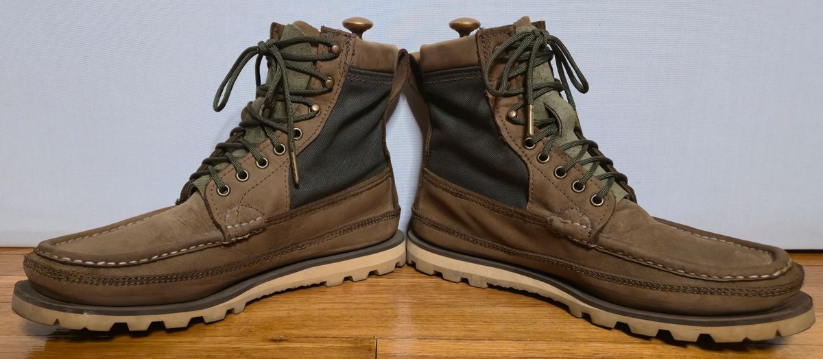 Photo by chuligani on June 24, 2026 of the Russell Moccasin Co. Joe's PH in S.B. Foot Sage Chamois & Olive Twill.