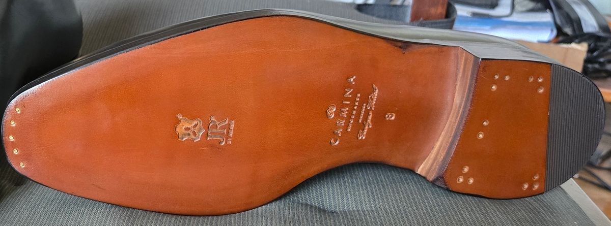 Photo by chuligani on June 6, 2025 of the Carmina Wholecut 910 in Horween Black Shell Cordovan.