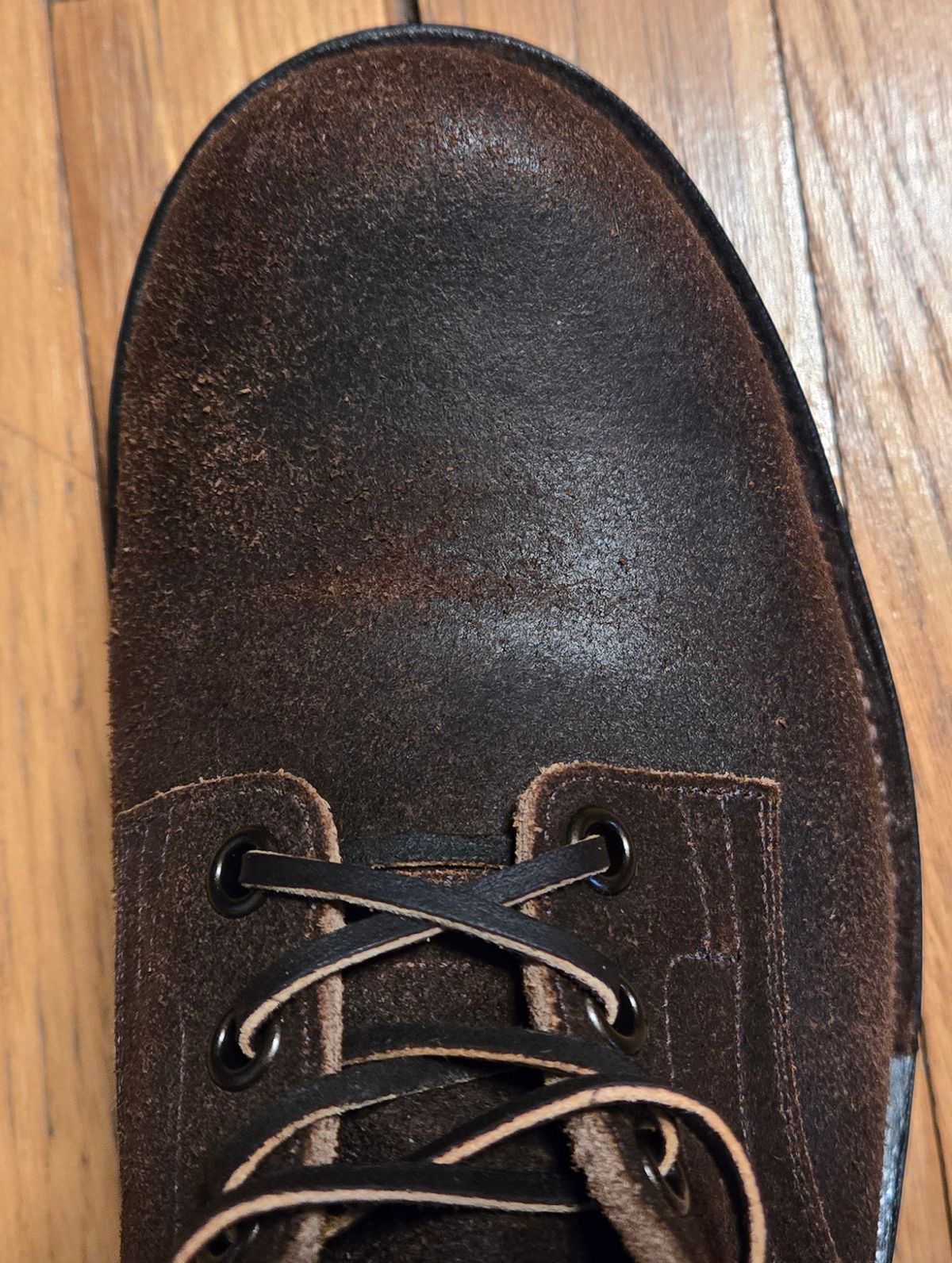 Photo by chuligani on February 18, 2026 of the Viberg Service Boot in Horween Washed Waxed Flesh Brown.
