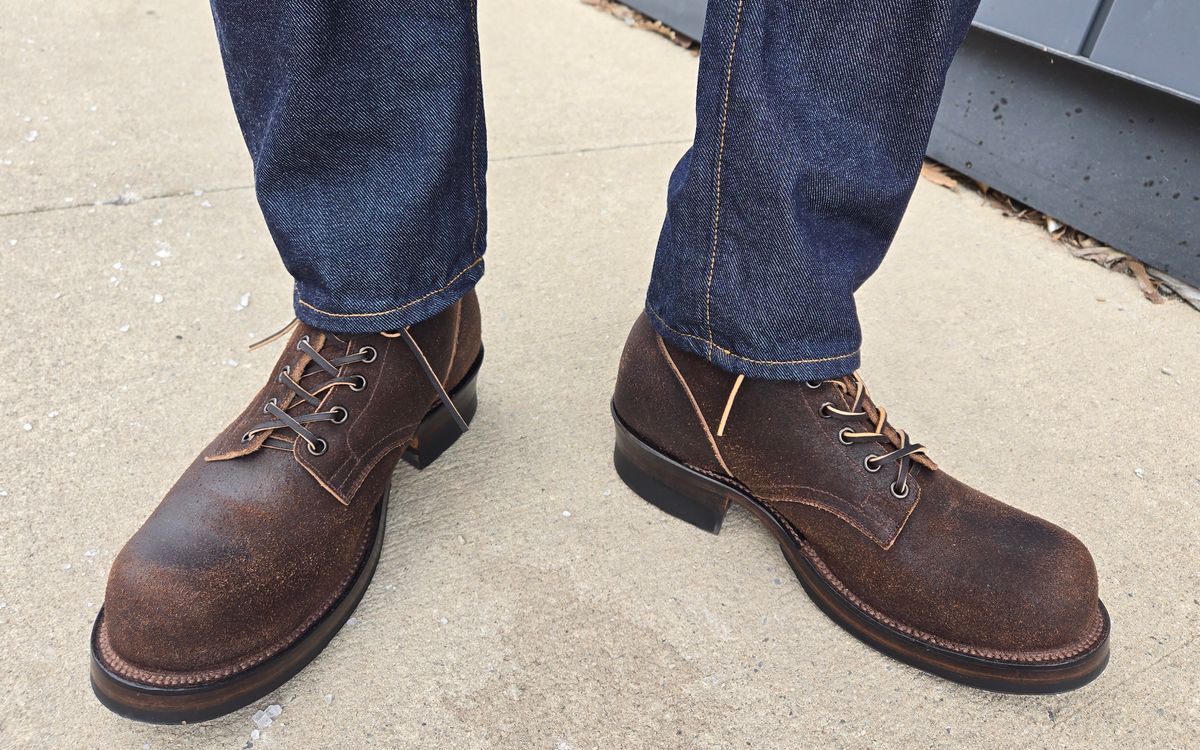 Photo by chuligani on March 1, 2026 of the Viberg Service Boot in Horween Washed Waxed Flesh Brown.