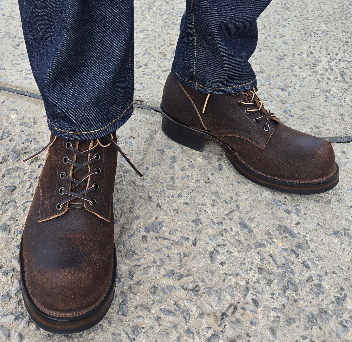 Photo by chuligani on March 1, 2026 of the Viberg Service Boot in Horween Washed Waxed Flesh Brown.
