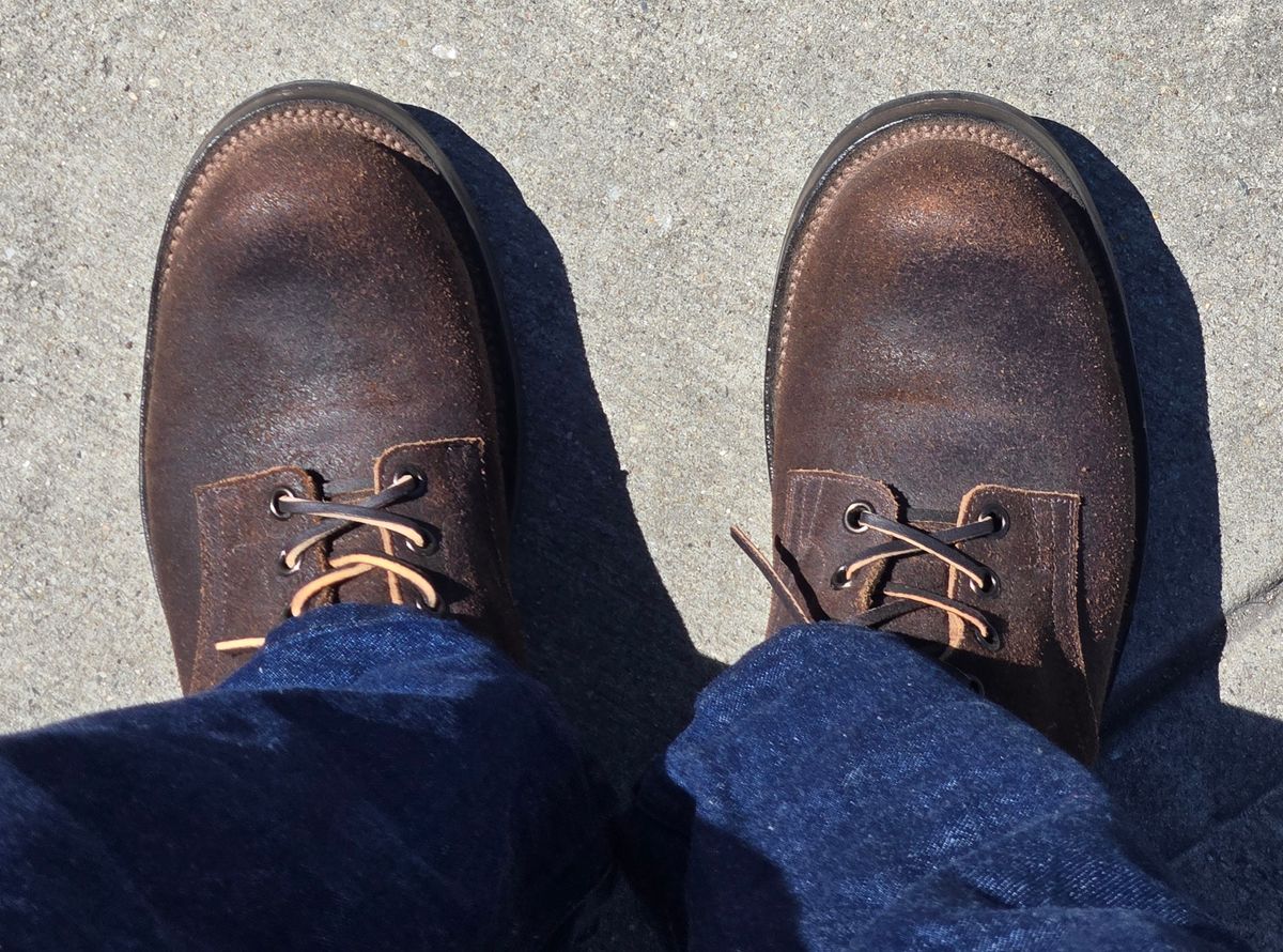 Photo by chuligani on April 27, 2026 of the Viberg Service Boot in Horween Washed Waxed Flesh Brown.