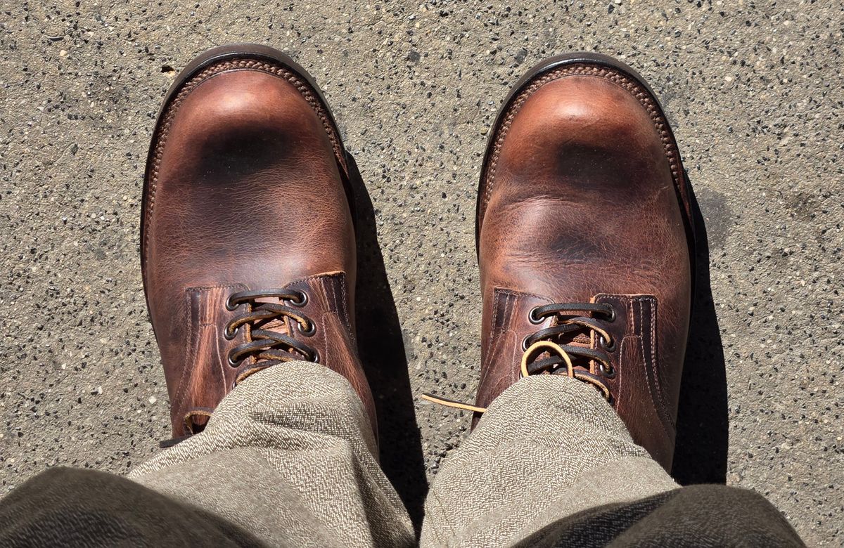 Photo by chuligani on May 1, 2026 of the Viberg Service Boot in Horween Rowdy Dachshund.