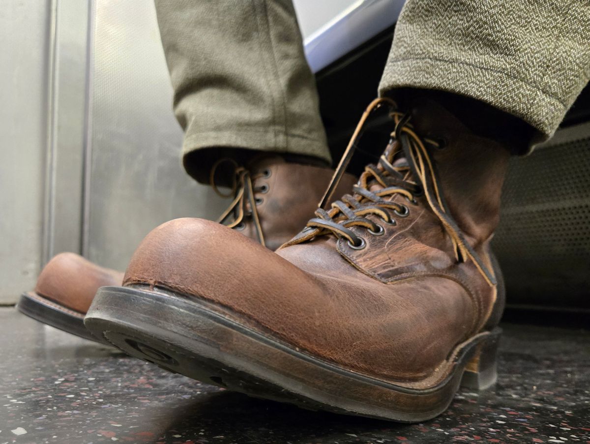 Photo by chuligani on May 1, 2026 of the Viberg Service Boot in Horween Rowdy Dachshund.