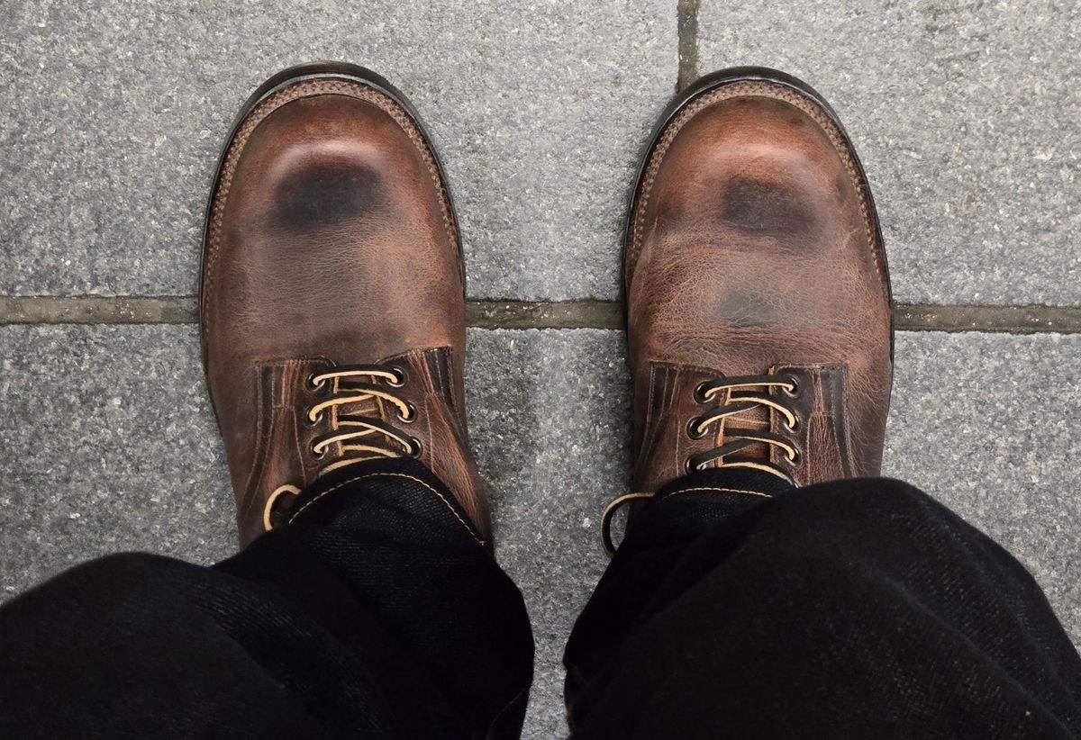 Photo by chuligani on May 6, 2026 of the Viberg Service Boot in Horween Rowdy Dachshund.