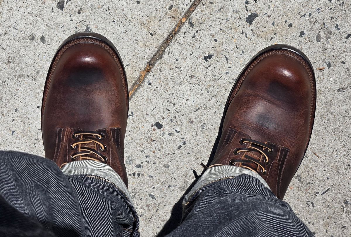 Photo by chuligani on June 25, 2026 of the Viberg Service Boot in Horween Rowdy Dachshund.