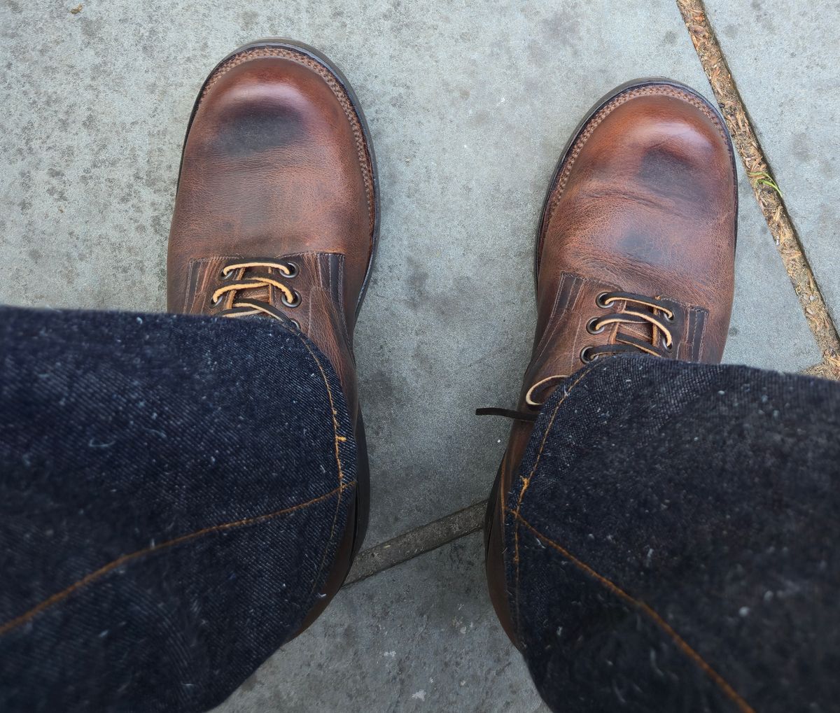Photo by chuligani on June 30, 2026 of the Viberg Service Boot in Horween Rowdy Dachshund.