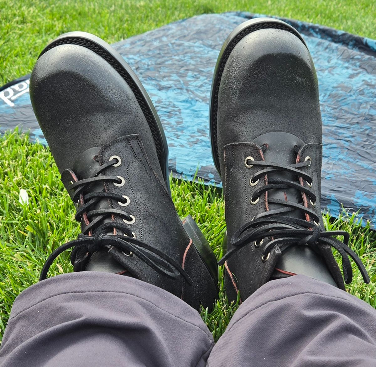 Photo by chuligani on June 10, 2026 of the Prof Barnets Bulky Boondocker in Badalassi Carlo Minerva Box Red Overdyed Black.