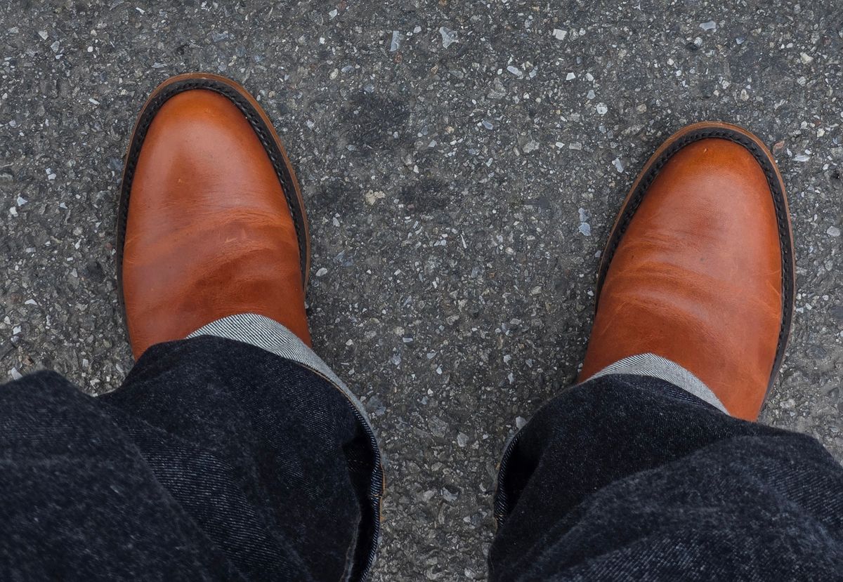 Photo by chuligani on July 7, 2026 of the BNV Boots Roper in Horween English Tan Cypress.