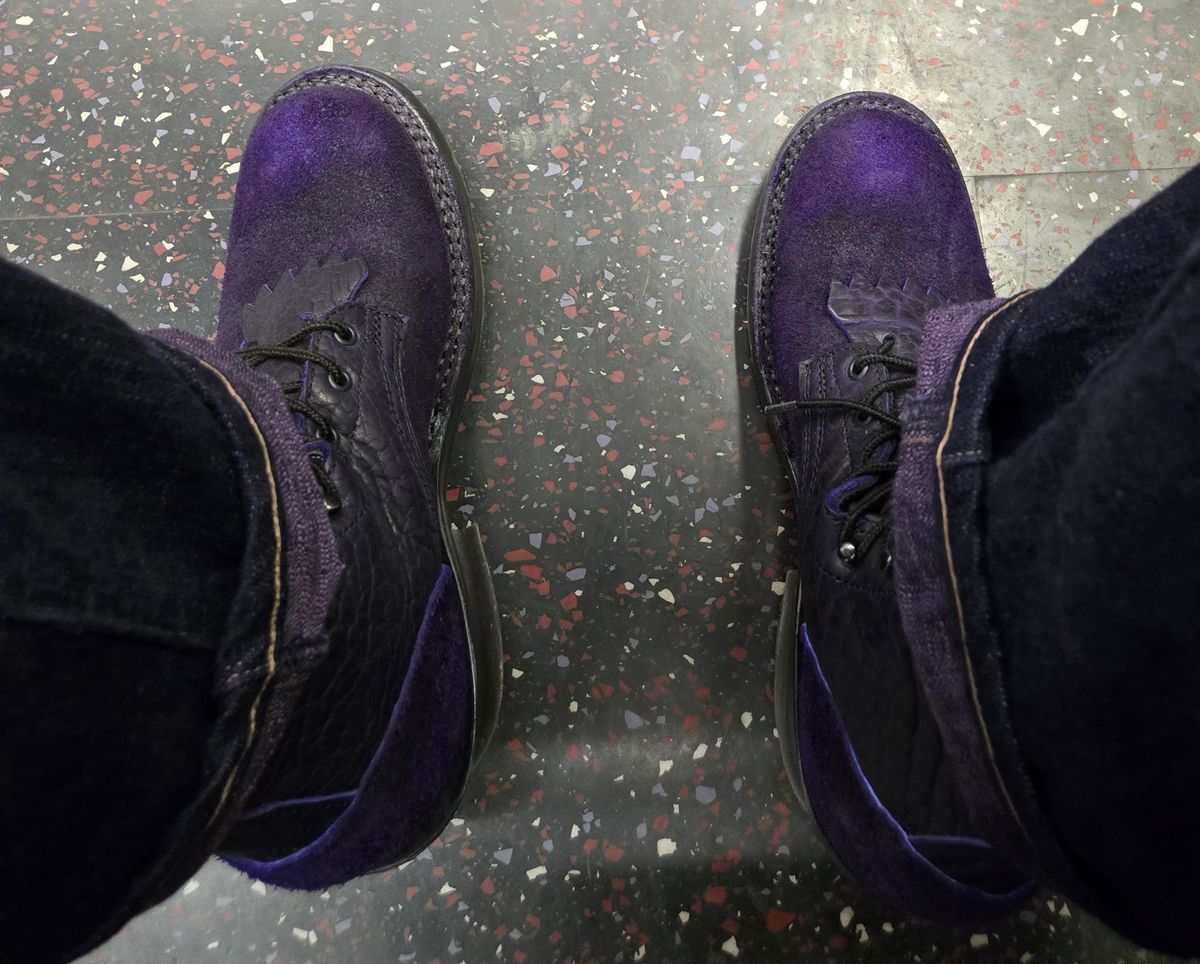 Photo by chuligani on April 15, 2026 of the Frank's Boots Front Range in Law Tanning Nightshade Big Horn Shrunken Bison.