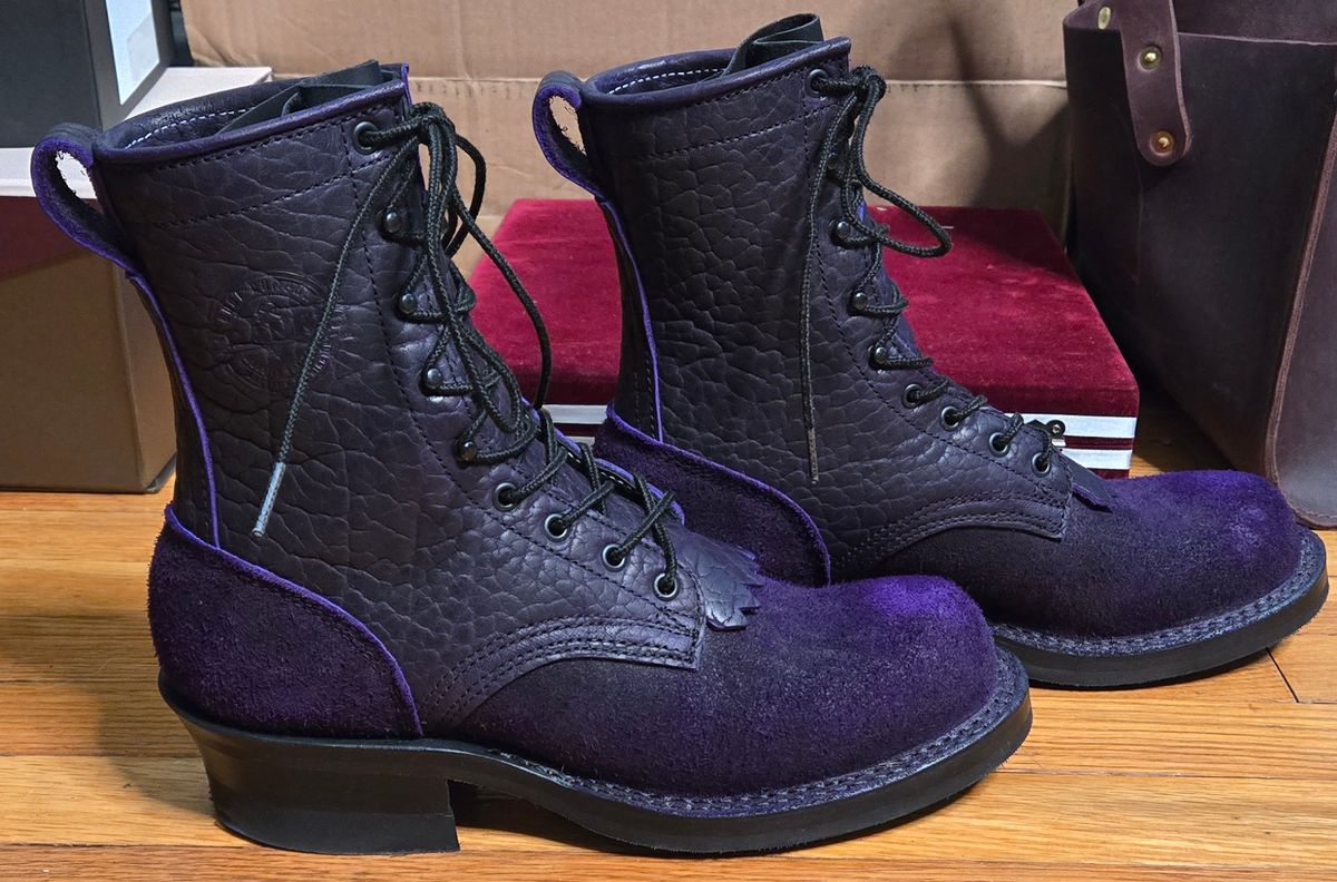 Photo by chuligani on February 22, 2026 of the Frank's Boots Front Range in Law Tanning Nightshade Big Horn Shrunken Bison.