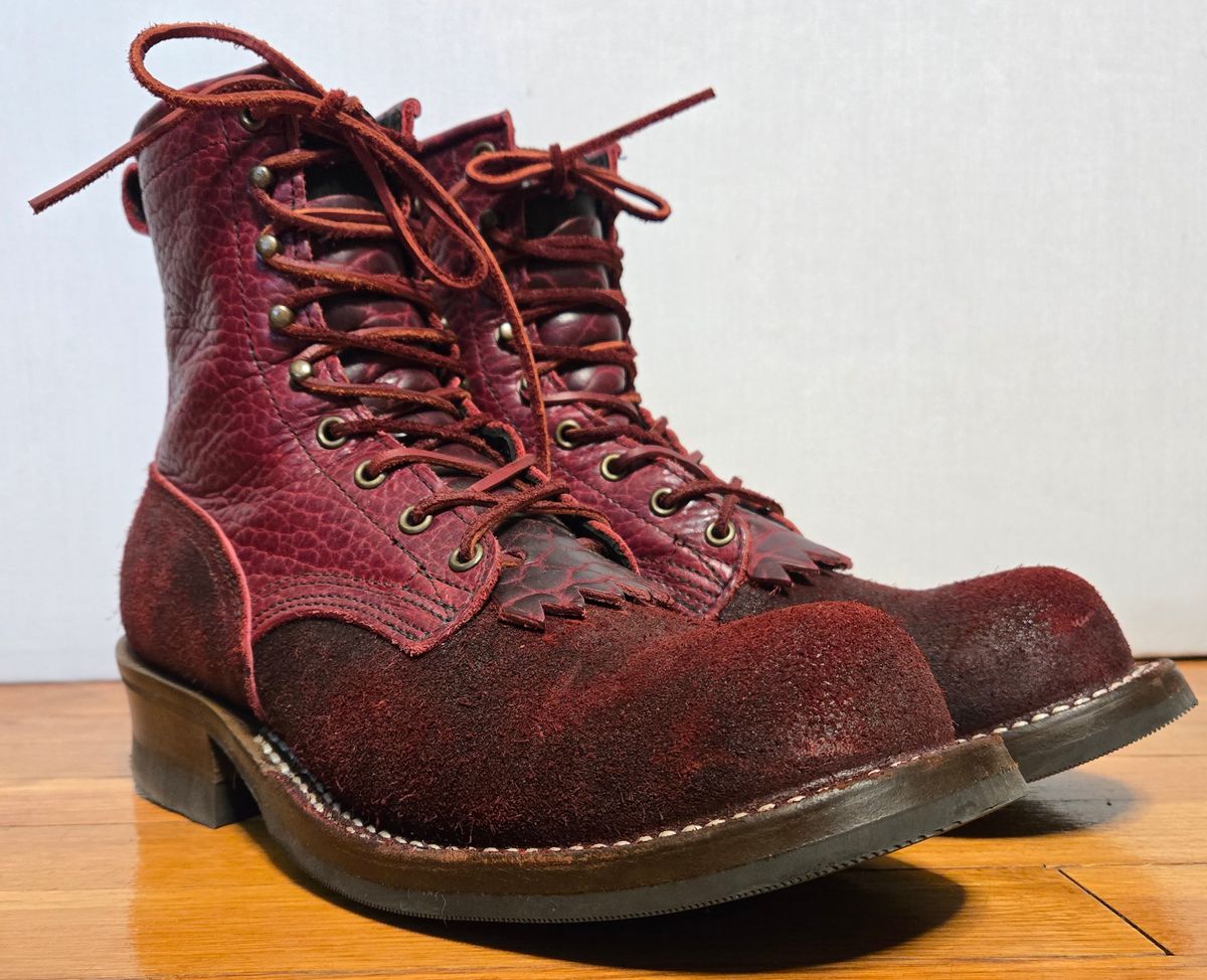 Photo by chuligani on March 16, 2026 of the Nicks Lace Up Heritage in Law Tanning Oxblood Big Horn Shrunken Bison.