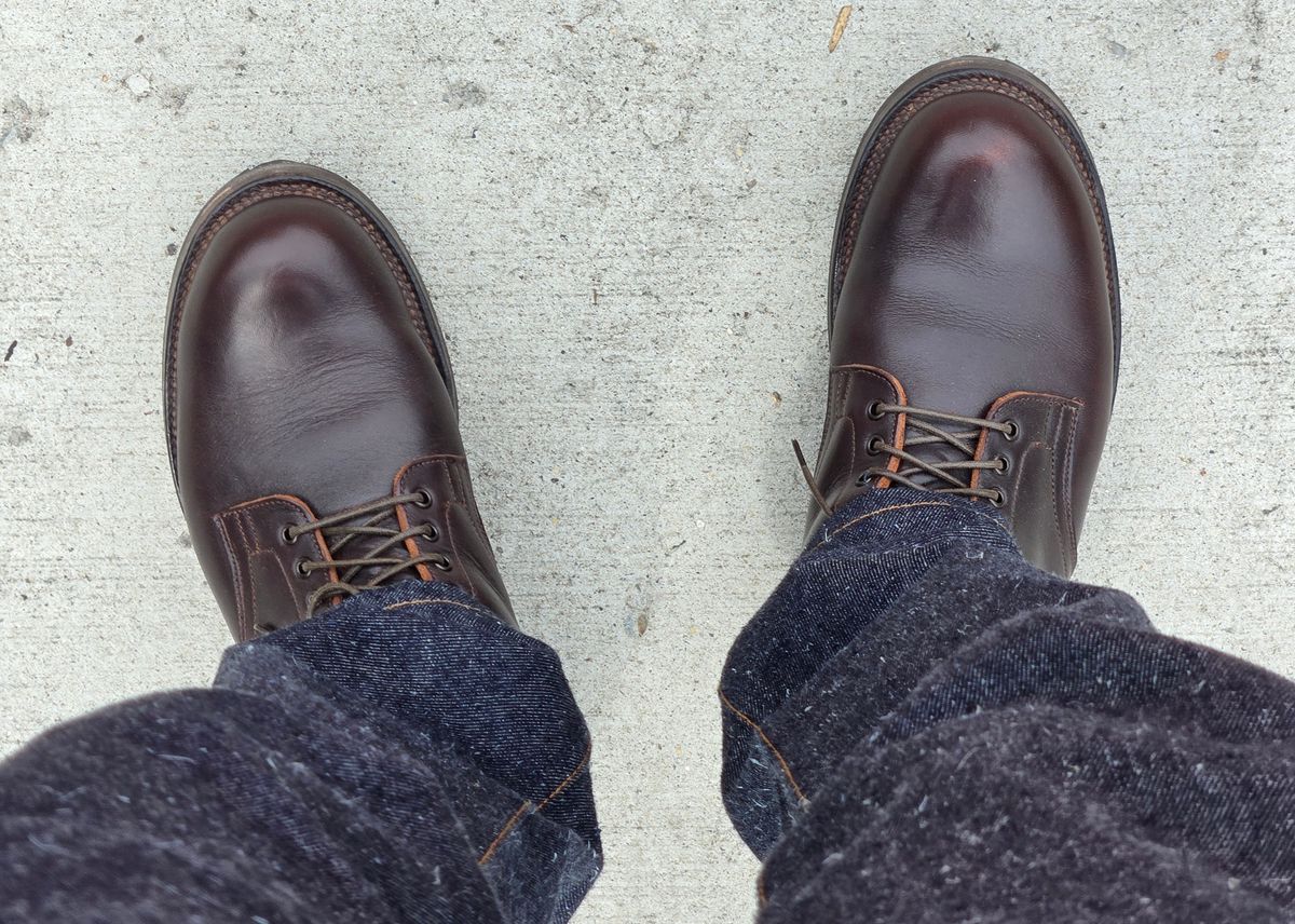 Photo by chuligani on June 26, 2026 of the Viberg Service Boot in Horween Dark Brown Wooly Chromexcel.