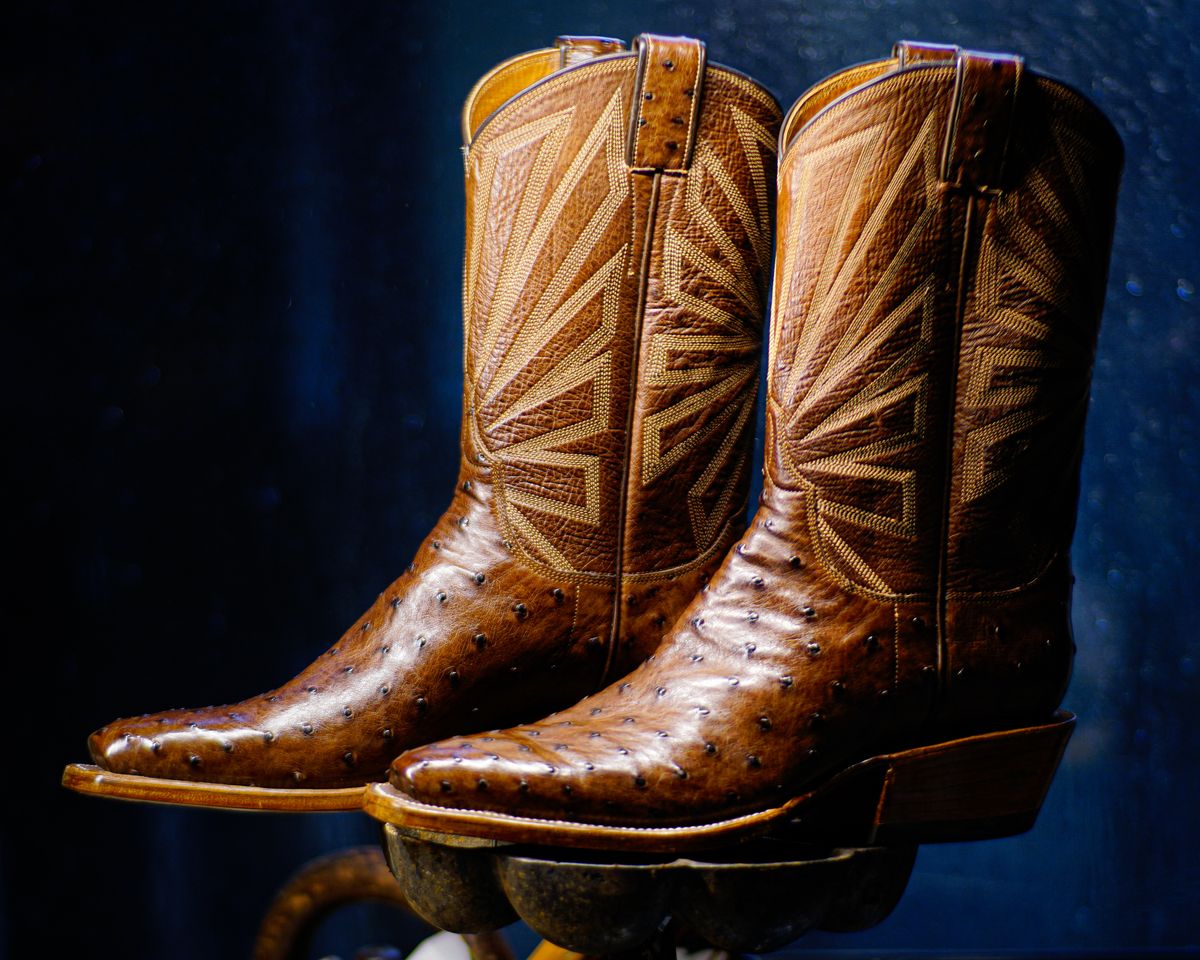 Photo by thenewreligion on October 10, 2024 of the Self-Made Cowboy Boot in Kango Tobac Ostrich.