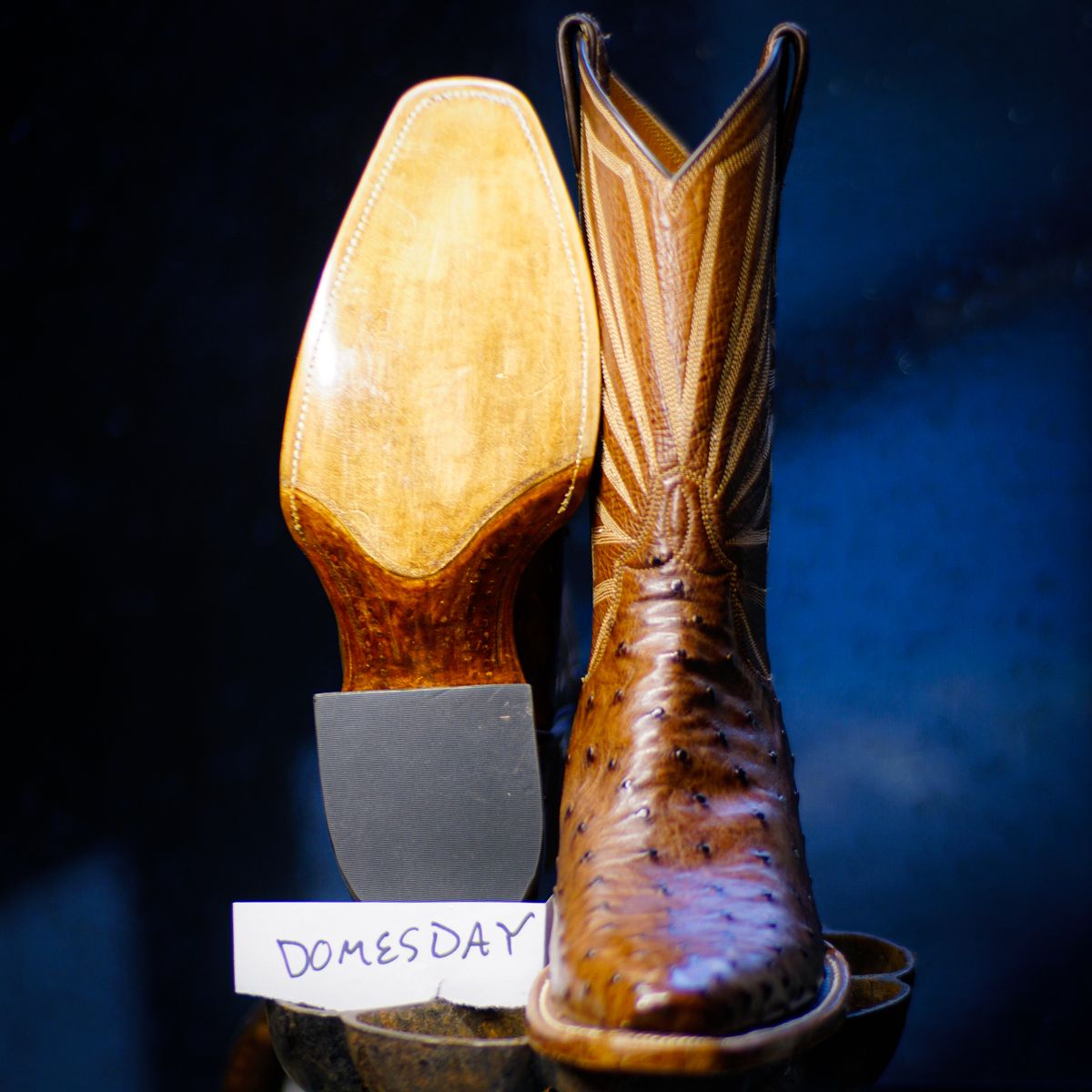 Photo by thenewreligion on October 10, 2024 of the Self-Made Cowboy Boot in Kango Tobac Ostrich.