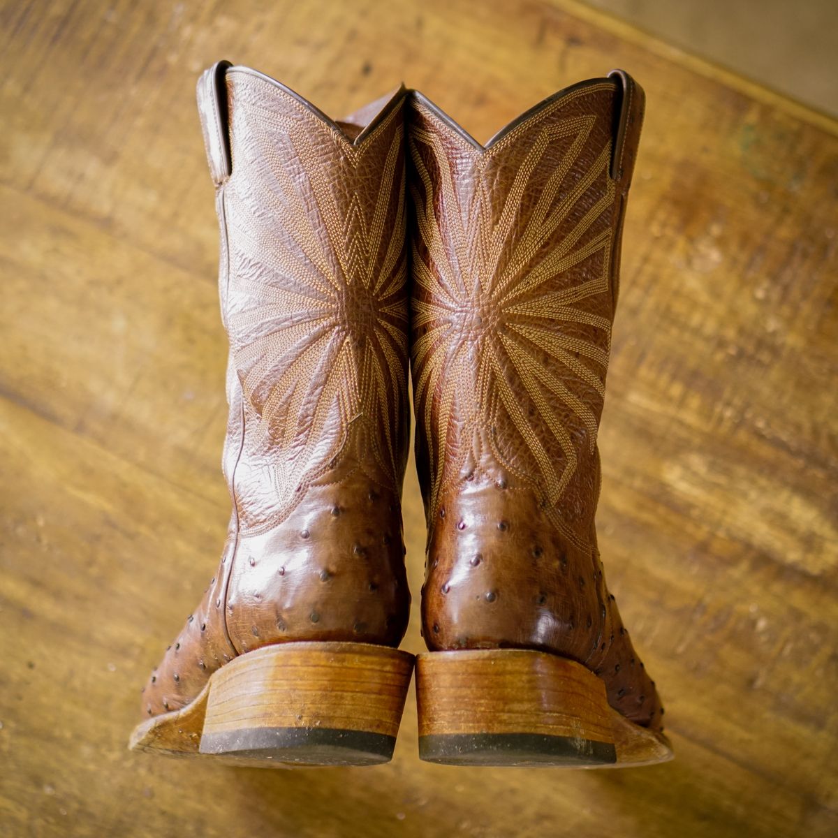 Photo by thenewreligion on November 4, 2024 of the Self-Made Cowboy Boot in Kango Tobac Ostrich.